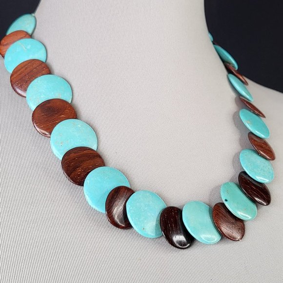 TURQUOISE DISK NECKLACE - Picture 4 of 5